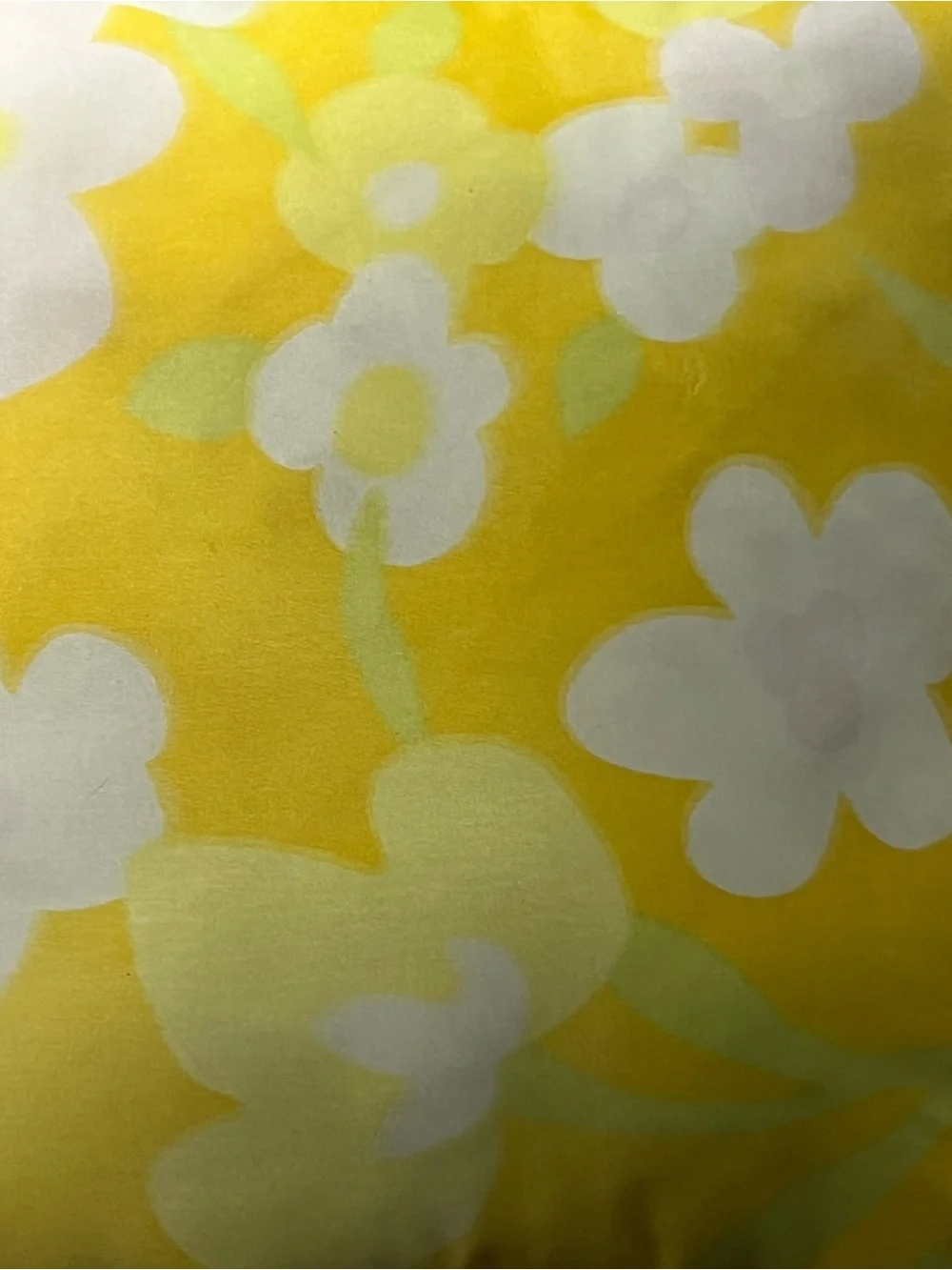Vintage set of twoYellow Tulip Quilted Pillows with Ruffle Trim